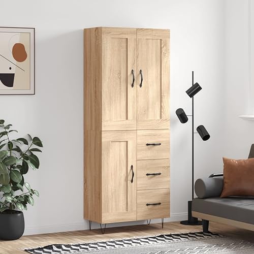 Pangshiyuan Highboard mit Sideboard, Holzwerkstoff in Sonoma-Eiche, Modernes Wohnzimmerschrank Mit 2 Türen und Metallfüßen, Stauraum für Wohnzimmer, Schlafzimmer, 69.5W x 34D x 180H cm Pangshiyuan Highboard mit Sideboard, Holzwerkstoff in Sonoma-Eiche, Modernes Wohnzimmerschrank Mit 2 Türen und Metallfüßen, Stauraum für Wohnzimmer, Schlafzimmer, 69.5W x 34D x 180H cm von Pangshiyuan