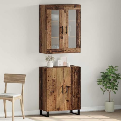 Pangshiyuan Hochboard Wandmontiert, Schrank mit 2 Türen und D-Griffen, Aufbewahrungsschrank im Altholz-Look, Holzwerkstoff, Wohnzimmer Schlafzimmer Flur, 69.5W x 34D x 180H cm Pangshiyuan Hochboard Wandmontiert, Schrank mit 2 Türen und D-Griffen, Aufbewahrungsschrank im Altholz-Look, Holzwerkstoff, Wohnzimmer Schlafzimmer Flur, 69.5W x 34D x 180H cm von Pangshiyuan