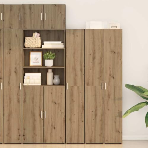 Pangshiyuan Hochboard aus Eiche Holzwerkstoff, Rustikales Buffet mit Tür und Stauraum, Küchenregal Esszimmer Sideboard, Handwerklich Gefertigt, 30W x 42.5D x 185H cm von Pangshiyuan