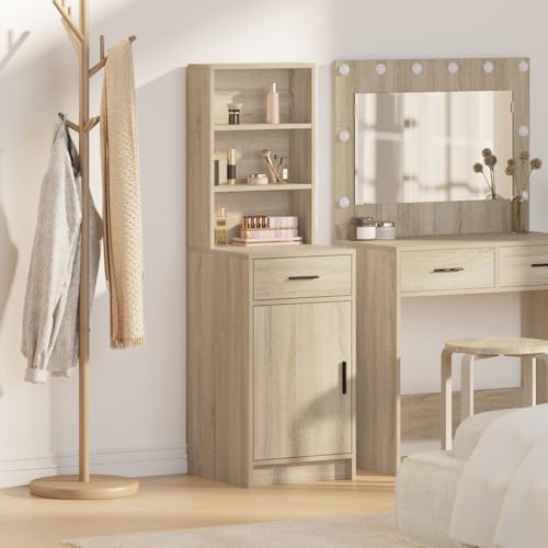 Pangshiyuan Hochschrank aus Holzwerkstoff mit Sonoma Eiche Oberfläche, 1 Tür, 1 Schublade, Stauraumregale, Moderner Stil, 40x41x135 cm, Für Esszimmer oder Wohnzimmer Pangshiyuan Hochschrank aus Holzwerkstoff mit Sonoma Eiche Oberfläche, 1 Tür, 1 Schublade, Stauraumregale, Moderner Stil, 40x41x135 cm, Für Esszimmer oder Wohnzimmer von Pangshiyuan