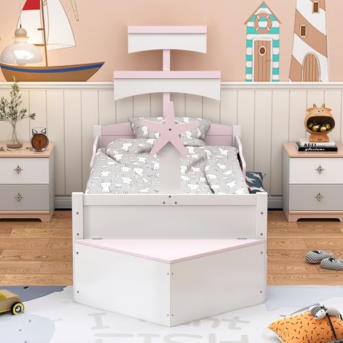 Pangshiyuan Kinderbett aus Holz 90x200cm in Segelbootform mit ausziehbarem Bett, Stauschrank, Einzelbett, Rosa ### Five Key Features: Pangshiyuan Kinderbett aus Holz 90x200cm in Segelbootform mit ausziehbarem Bett, Stauschrank, Einzelbett, Rosa ### Five Key Features: von Pangshiyuan