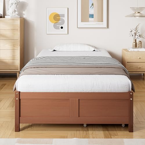 Pangshiyuan Kinderbett mit Zwei Schubladen, Flachbetten, Holzbetten, Vintage-Holzfarben, Kiefer+MDF, Stabile Lattenroste, 90x200cm, Rotbraun Pangshiyuan Kinderbett mit Zwei Schubladen, Flachbetten, Holzbetten, Vintage-Holzfarben, Kiefer+MDF, Stabile Lattenroste, 90x200cm, Rotbraun von Pangshiyuan