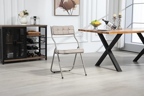 Pangshiyuan Klappstuhl 2er Set mit gepolstertem Sitz und Rückenlehne, faltbar, tragbar, robuster Stahlrahmen, extra Stuhl für Gäste Küche Büro Party, Khaki, 46x47x80cm Pangshiyuan Klappstuhl 2er Set mit gepolstertem Sitz und Rückenlehne, faltbar, tragbar, robuster Stahlrahmen, extra Stuhl für Gäste Küche Büro Party, Khaki, 46x47x80cm von Pangshiyuan