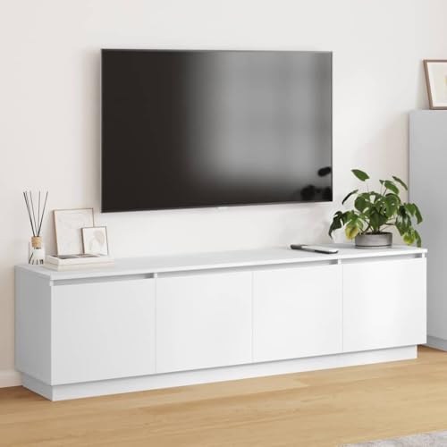 Pangshiyuan LED TV-Schrank mit integrierter Beleuchtung, Holzwerkstoff, Modernes Design mit Stauraum und LED-Lichtern, Wohnzimmermöbel, Weiß, 180W x 38D x 49H cm von Pangshiyuan