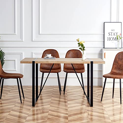 Pangshiyuan Luxus Esstisch im modernen Stil, Rechteckiger Esstisch mit stabilen Metallbeinen, Funktional und Elegant, Holzfarbener Tisch für Esszimmer, 138x76x76 cm Pangshiyuan Luxus Esstisch im modernen Stil, Rechteckiger Esstisch mit stabilen Metallbeinen, Funktional und Elegant, Holzfarbener Tisch für Esszimmer, 138x76x76 cm von Pangshiyuan