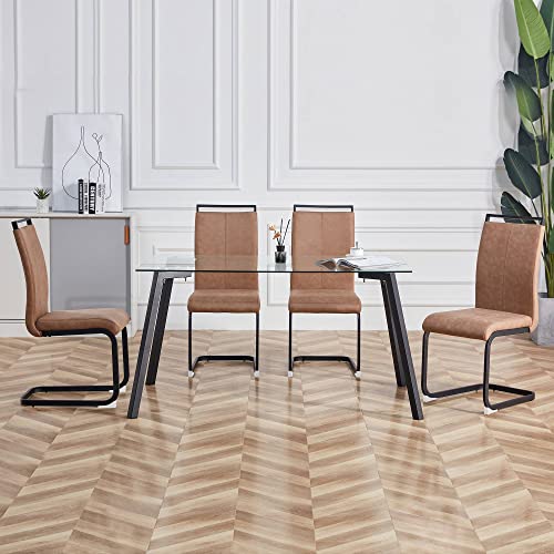 Pangshiyuan Moderne Esszimmerstühle 4 Set, Ergonomischer Stuhl mit Wasserdichter Oberfläche, Technologietuch Rückenlehne, Komfortabler Bürostuhl für Esszimmer und Küche, Braun Pangshiyuan Moderne Esszimmerstühle 4 Set, Ergonomischer Stuhl mit Wasserdichter Oberfläche, Technologietuch Rückenlehne, Komfortabler Bürostuhl für Esszimmer und Küche, Braun von Pangshiyuan