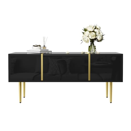 Pangshiyuan Moderner Couchtisch mit Hochglanz-Schwarz Oberfläche, 2 Schubladen, Elegantes Design, Multifunktional, Stabiles MDF Material, Für Wohnzimmer, 100x60x41.5cm Pangshiyuan Moderner Couchtisch mit Hochglanz-Schwarz Oberfläche, 2 Schubladen, Elegantes Design, Multifunktional, Stabiles MDF Material, Für Wohnzimmer, 100x60x41.5cm von Pangshiyuan