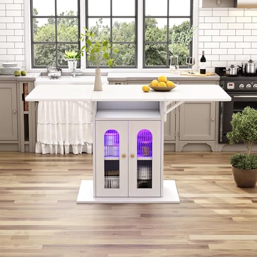 Pangshiyuan Moderner klappbarer Esstisch mit MDF, LED-Beleuchtung, Farbwechselfunktion, integrierter Stauraum, erweiterbare Tischplatte 140×78 cm, Küchenmöbel, Esszimmer, Weiß Pangshiyuan Moderner klappbarer Esstisch mit MDF, LED-Beleuchtung, Farbwechselfunktion, integrierter Stauraum, erweiterbare Tischplatte 140×78 cm, Küchenmöbel, Esszimmer, Weiß von Pangshiyuan