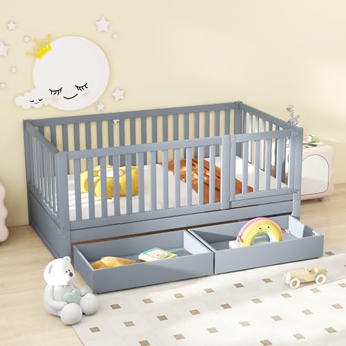 Pangshiyuan Multifunktionales Kinderbett 90x200 cm, Mit Vollabtrennung, Umbaubar in Zwei Betten, Mit Schubladen und Regalen, Massivholzrahmen, Grau Pangshiyuan Multifunktionales Kinderbett 90x200 cm, Mit Vollabtrennung, Umbaubar in Zwei Betten, Mit Schubladen und Regalen, Massivholzrahmen, Grau von Pangshiyuan