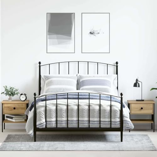 Pangshiyuan Nachttisch Set 2 Stück aus Eiche Massivholz und Metall, Moderner Beistelltisch mit Schublade und Regal, Schlafzimmer Kommode, 40W x 42D x 45H cm Pangshiyuan Nachttisch Set 2 Stück aus Eiche Massivholz und Metall, Moderner Beistelltisch mit Schublade und Regal, Schlafzimmer Kommode, 40W x 42D x 45H cm von Pangshiyuan
