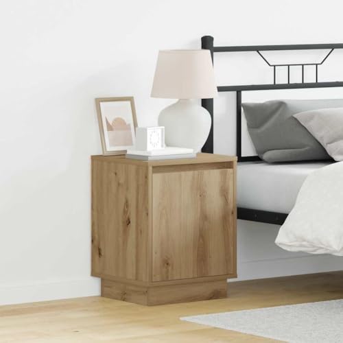 Pangshiyuan Nachttisch Set mit LED Beleuchtung 2 Stück, Massivholz Eiche, Modernes Design mit Schublade, Schlafzimmer Kommode, Beistelltisch, Braun, 39W x 34.5D x 50H cm Pangshiyuan Nachttisch Set mit LED Beleuchtung 2 Stück, Massivholz Eiche, Modernes Design mit Schublade, Schlafzimmer Kommode, Beistelltisch, Braun, 39W x 34.5D x 50H cm von Pangshiyuan
