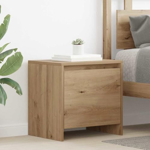 Pangshiyuan Nachttisch aus Eiche Holzwerkstoff mit Schranktür, Handgefertigtes Rustikales Design, Schlafzimmer Beistelltisch, Kompakt und Stilvoll, 45W x 34D x 44.5H cm von Pangshiyuan
