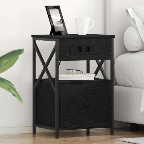 Pangshiyuan Nachttisch aus Holzwerkstoff in Schwarz-Eiche Optik mit 2 Schubladen und Regal, Moderner Beistelltisch mit Stauraum für Schlafzimmer, Kompakt und Funktional, 40W x 31D x 60H cm Pangshiyuan Nachttisch aus Holzwerkstoff in Schwarz-Eiche Optik mit 2 Schubladen und Regal, Moderner Beistelltisch mit Stauraum für Schlafzimmer, Kompakt und Funktional, 40W x 31D x 60H cm von Pangshiyuan