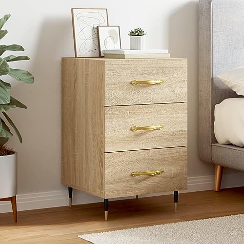 Pangshiyuan Nachttisch aus Holzwerkstoff mit 2 Schubladen, Metallfüßen und Sonoma-Eiche Optik, Moderner Beistelltisch für Schlafzimmer, Gästezimmer oder Wohnung, 40W x 40D x 66H cm Pangshiyuan Nachttisch aus Holzwerkstoff mit 2 Schubladen, Metallfüßen und Sonoma-Eiche Optik, Moderner Beistelltisch für Schlafzimmer, Gästezimmer oder Wohnung, 40W x 40D x 66H cm von Pangshiyuan