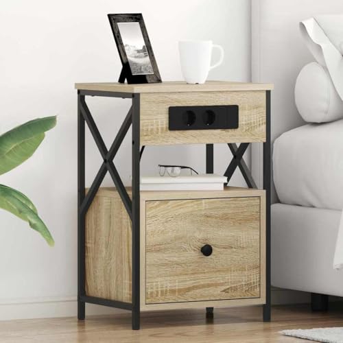 Pangshiyuan Nachttisch aus Holzwerkstoff mit 2 Schubladen und Regal, Modernes Design in Sonoma Eiche, Kompakter Beistelltisch für Schlafzimmer, Gästezimmer, 40W x 31D x 60H cm Pangshiyuan Nachttisch aus Holzwerkstoff mit 2 Schubladen und Regal, Modernes Design in Sonoma Eiche, Kompakter Beistelltisch für Schlafzimmer, Gästezimmer, 40W x 31D x 60H cm von Pangshiyuan