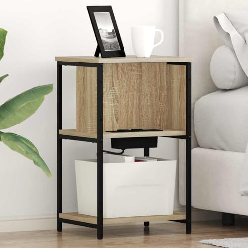 Pangshiyuan Nachttisch aus Holzwerkstoff mit Regal, Modernes Minimalistisches Design, Kompakter Beistelltisch, Schlafzimmer Sideboard, Sonoma Eiche, 38W x 31D x 61H cm Pangshiyuan Nachttisch aus Holzwerkstoff mit Regal, Modernes Minimalistisches Design, Kompakter Beistelltisch, Schlafzimmer Sideboard, Sonoma Eiche, 38W x 31D x 61H cm von Pangshiyuan
