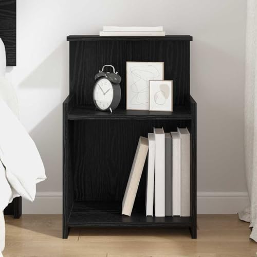 Pangshiyuan Nachttisch aus Holzwerkstoff mit Schublade, Modernes Design in Schwarze Eiche, Kompakter Beistelltisch für Schlafzimmer, 40W x 35D x 60H cm von Pangshiyuan