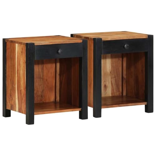 Pangshiyuan Nachttisch aus Massivholz Akazie mit Schublade und Regal, Modernes Design, Schlafzimmermöbel, Kompakt und Stilvoll, Braun, 40W x 35D x 50H cm Pangshiyuan Nachttisch aus Massivholz Akazie mit Schublade und Regal, Modernes Design, Schlafzimmermöbel, Kompakt und Stilvoll, Braun, 40W x 35D x 50H cm von Pangshiyuan