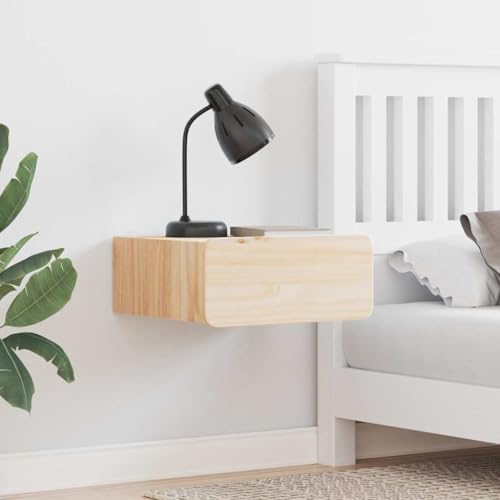 Pangshiyuan Nachttisch aus Massivholz Kiefer mit Schublade, Braun, Klassisches Design, Kompakter Beistelltisch, Schlafzimmer Aufbewahrung, 39W x 34D x 16.5H cm von Pangshiyuan