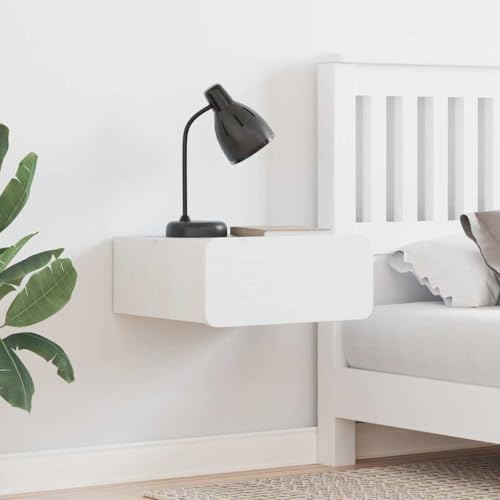 Pangshiyuan Nachttisch aus Massivholz Kiefer mit Schublade, Klassisches Design, Weiß, Kompakter Beistelltisch für Schlafzimmer, Gästezimmer, 39W x 34D x 16.5H cm von Pangshiyuan