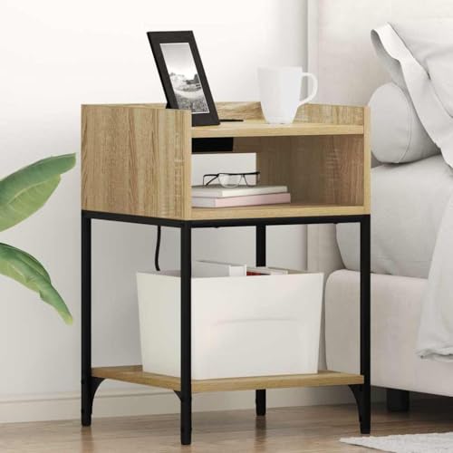 Pangshiyuan Nachttisch mit 2 Regalen und Steckdosenanschluss, Schlankes Design in Sonoma Eiche, Moderner Beistelltisch für Schlafzimmer, Holzwerkstoff, 40W x 40D x 61H cm Pangshiyuan Nachttisch mit 2 Regalen und Steckdosenanschluss, Schlankes Design in Sonoma Eiche, Moderner Beistelltisch für Schlafzimmer, Holzwerkstoff, 40W x 40D x 61H cm von Pangshiyuan