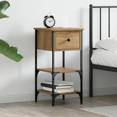 Pangshiyuan Nachttisch mit 2 Schubladen aus Eiche und Metall, Moderner Beistelltisch mit Stauraum, Kompakt für Schlafzimmer, Wohnzimmer, Gästezimmer, Eiche handwerklich, 34W x 36D x 70H cm Pangshiyuan Nachttisch mit 2 Schubladen aus Eiche und Metall, Moderner Beistelltisch mit Stauraum, Kompakt für Schlafzimmer, Wohnzimmer, Gästezimmer, Eiche handwerklich, 34W x 36D x 70H cm von Pangshiyuan
