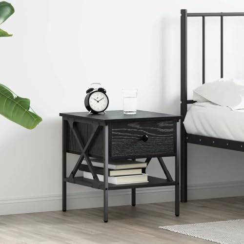 Pangshiyuan Nachttisch mit 2 Schubladen in Schwarze Eiche, Moderner Beistelltisch mit Stauraum, Kompakter Nachtitsch mit Metallgestell, Schlafzimmermöbel, 40W x 42D x 45H cm Pangshiyuan Nachttisch mit 2 Schubladen in Schwarze Eiche, Moderner Beistelltisch mit Stauraum, Kompakter Nachtitsch mit Metallgestell, Schlafzimmermöbel, 40W x 42D x 45H cm von Pangshiyuan