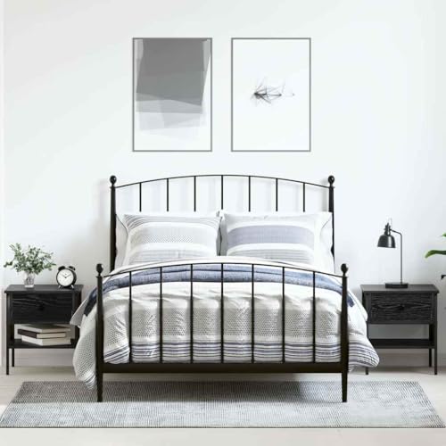 Pangshiyuan Nachttisch mit 2 Schubladen und Regal, Moderner Beistelltisch aus Schichtholz und Metall, Kompakt und Stilvoll, Schlafzimmer Sideboard, Schwarze Eiche, 40W x 42D x 45H cm Pangshiyuan Nachttisch mit 2 Schubladen und Regal, Moderner Beistelltisch aus Schichtholz und Metall, Kompakt und Stilvoll, Schlafzimmer Sideboard, Schwarze Eiche, 40W x 42D x 45H cm von Pangshiyuan