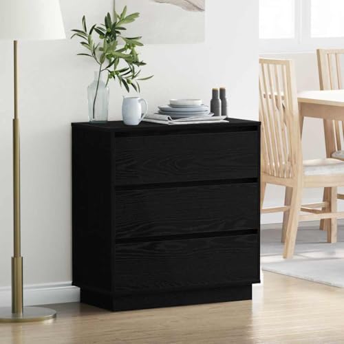 Pangshiyuan Nachttisch mit 3 Schubladen und LED-Beleuchtung, Holzwerkstoff in Schwarz Eiche Optik, Moderner Beistelltisch für Schlafzimmer, Kompakt und Praktisch, 71W x 34.5D x 75H cm von Pangshiyuan