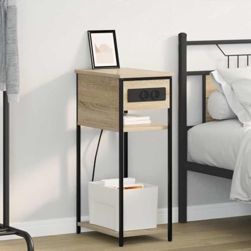 Pangshiyuan Nachttisch mit Holzwerkstoff und integrierter Ladestation, Modernes Design mit 2 Regalen, Schlafzimmer Beistelltisch, Sonoma Eiche, 40.9W x 28.1D x 75H cm Pangshiyuan Nachttisch mit Holzwerkstoff und integrierter Ladestation, Modernes Design mit 2 Regalen, Schlafzimmer Beistelltisch, Sonoma Eiche, 40.9W x 28.1D x 75H cm von Pangshiyuan