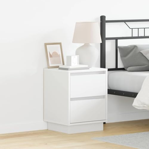 Pangshiyuan Nachttisch mit LED-Beleuchtung und 2 Schubladen, Moderner Beistelltisch aus MDF, Weiß, Schlafzimmer Kommode mit Soft-Close Funktion, 39W x 34.5D x 50H cm Pangshiyuan Nachttisch mit LED-Beleuchtung und 2 Schubladen, Moderner Beistelltisch aus MDF, Weiß, Schlafzimmer Kommode mit Soft-Close Funktion, 39W x 34.5D x 50H cm von Pangshiyuan
