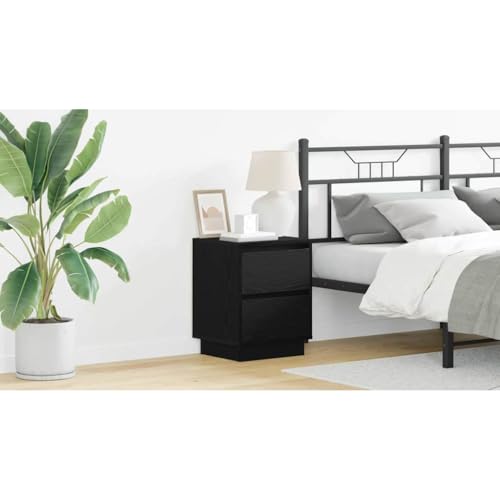 Pangshiyuan Nachttisch mit LED-Beleuchtung und 2 Schubladen, Moderner Beistelltisch mit Soft-Close Funktion, Schlafzimmer Kommode in Schwarz, Holzwerkstoff, 39W x 34.5D x 50H cm Pangshiyuan Nachttisch mit LED-Beleuchtung und 2 Schubladen, Moderner Beistelltisch mit Soft-Close Funktion, Schlafzimmer Kommode in Schwarz, Holzwerkstoff, 39W x 34.5D x 50H cm von Pangshiyuan