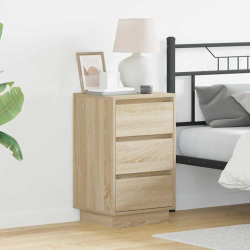Pangshiyuan Nachttisch mit LED-Beleuchtung und 3 Schubladen, Holzwerkstoff Sonoma Eiche, Moderner Beistelltisch für Schlafzimmer, Beige, 39W x 34.5D x 65H cm Pangshiyuan Nachttisch mit LED-Beleuchtung und 3 Schubladen, Holzwerkstoff Sonoma Eiche, Moderner Beistelltisch für Schlafzimmer, Beige, 39W x 34.5D x 65H cm von Pangshiyuan