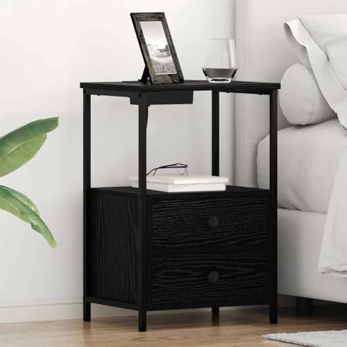Pangshiyuan Nachttisch mit Ladestation, 2er Set, Holzwerkstoff in Schwarz-Eiche Optik, Moderner Beistelltisch mit USB-Anschluss und Schublade, Ideal für Schlafzimmer, 40W x 31D x 60H cm Pangshiyuan Nachttisch mit Ladestation, 2er Set, Holzwerkstoff in Schwarz-Eiche Optik, Moderner Beistelltisch mit USB-Anschluss und Schublade, Ideal für Schlafzimmer, 40W x 31D x 60H cm von Pangshiyuan