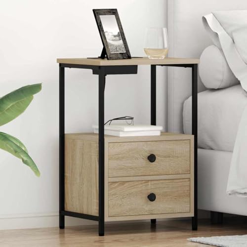 Pangshiyuan Nachttisch mit Ladestation, Holzwerkstoff Sonoma Eiche, Moderner Beistelltisch mit 2 Schubladen und USB-Anschluss, Ideal für Schlafzimmer, 40W x 31D x 60H cm Pangshiyuan Nachttisch mit Ladestation, Holzwerkstoff Sonoma Eiche, Moderner Beistelltisch mit 2 Schubladen und USB-Anschluss, Ideal für Schlafzimmer, 40W x 31D x 60H cm von Pangshiyuan