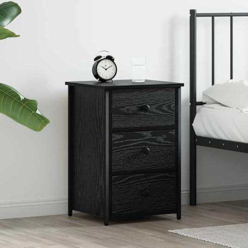 Pangshiyuan Nachttisch mit Schublade in Schwarz Eiche, Moderner Beistelltisch mit Stauraum, Schlafzimmermöbel, Kompakt und Stabil, 40W x 36D x 60H cm von Pangshiyuan
