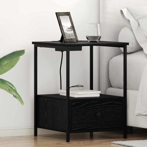 Pangshiyuan Nachttisch mit USB-Ladestation, 2 Schubladen, Schlankes Design, Holzwerkstoff Oberfläche in Schwarze Eiche, Moderner Beistelltisch für Schlafzimmer, 42W x 41D x 56H cm Pangshiyuan Nachttisch mit USB-Ladestation, 2 Schubladen, Schlankes Design, Holzwerkstoff Oberfläche in Schwarze Eiche, Moderner Beistelltisch für Schlafzimmer, 42W x 41D x 56H cm von Pangshiyuan