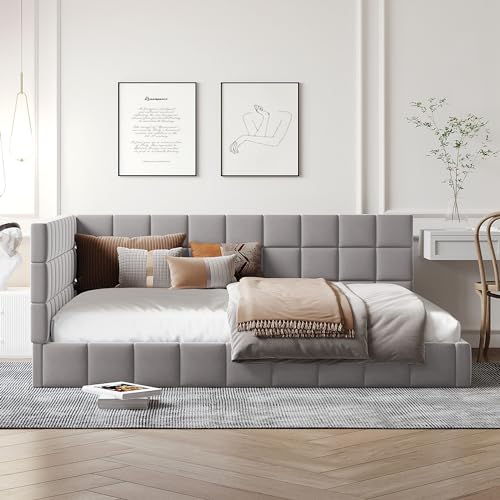 Pangshiyuan Polsterbett Schlafsofa 140 x 200 cm mit Lattenrost, Multifunktionales Design, Hautfreundlicher Samtstoff, Höhenverstellbare Rückenlehne, Platzsparend, Grau Pangshiyuan Polsterbett Schlafsofa 140 x 200 cm mit Lattenrost, Multifunktionales Design, Hautfreundlicher Samtstoff, Höhenverstellbare Rückenlehne, Platzsparend, Grau von Pangshiyuan