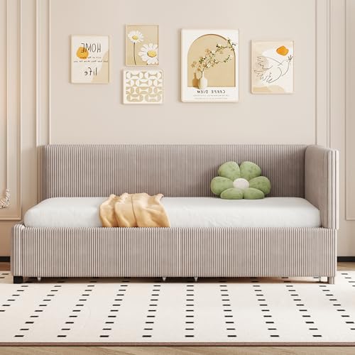 Pangshiyuan Polsterbett Schlafsofa 90x200cm, Multifunktionsbett mit 2 großen Stauraumschubladen, Lattenrost, Samtstoff, Grau Pangshiyuan Polsterbett Schlafsofa 90x200cm, Multifunktionsbett mit 2 großen Stauraumschubladen, Lattenrost, Samtstoff, Grau von Pangshiyuan