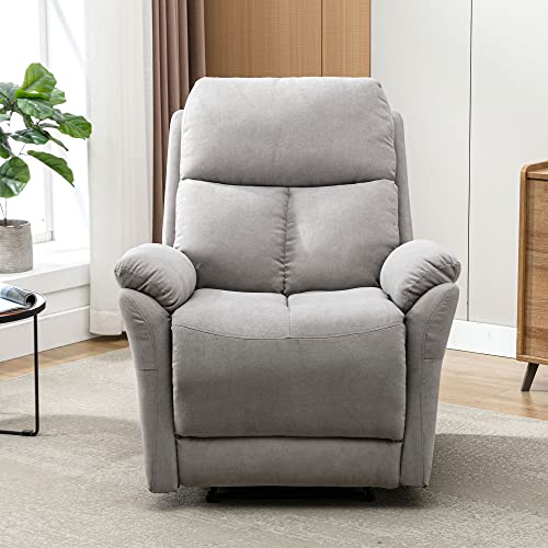 Pangshiyuan Relaxsessel mit Stoffbezug, ausziehbare Fußstütze, Seitentasche, manuelle Liegefunktion, Fernsehsessel für Wohnzimmer, Grau, 82x92x99cm von Pangshiyuan