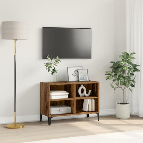 Pangshiyuan Rustikale Unterhaltungseinheit aus Spanplatte, 4 Regale, verwittertes Finish, für Wohnzimmer, Braun, 102 x 35 x 45cm Pangshiyuan Rustikale Unterhaltungseinheit aus Spanplatte, 4 Regale, verwittertes Finish, für Wohnzimmer, Braun, 102 x 35 x 45cm von Pangshiyuan