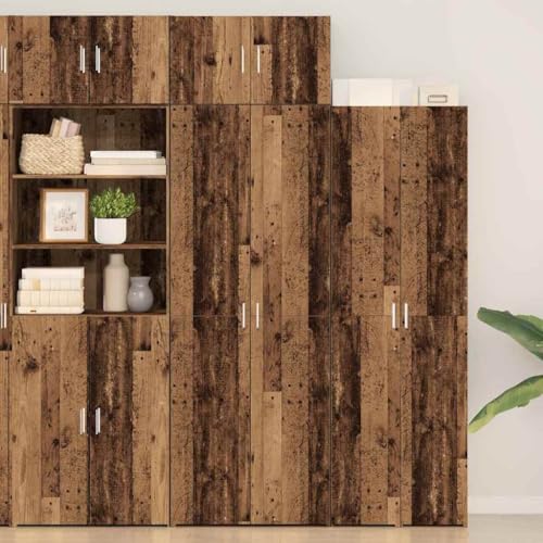 Pangshiyuan Rustikaler Buffetschrank aus Altholz mit 4 Türen, Massivholz-Optik, Küchen- & Esszimmer-Aufbewahrung, Stauraum für Geschirr & Deko, 70W x 42.5D x 225H cm von Pangshiyuan