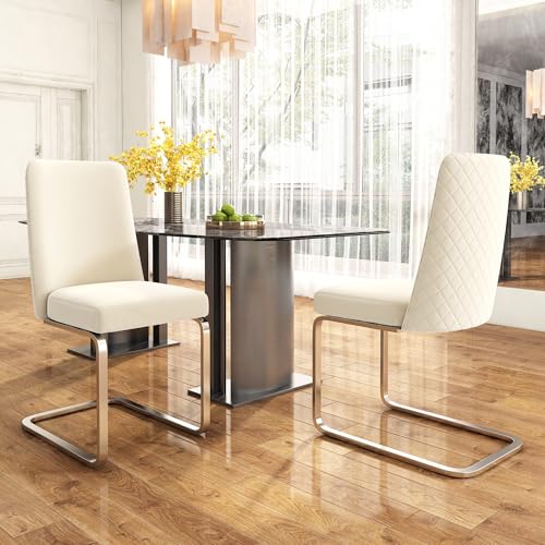 Pangshiyuan Samt-Esszimmerstuhl, 2er-Set, Modernes Design, Diamant-Rücken, Silberne Metallbeine, Komfortabel, Lounge-Stuhl, Beige Pangshiyuan Samt-Esszimmerstuhl, 2er-Set, Modernes Design, Diamant-Rücken, Silberne Metallbeine, Komfortabel, Lounge-Stuhl, Beige von Pangshiyuan