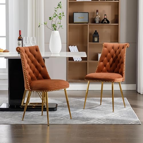 Pangshiyuan Samtstuhl 2er Set mit ergonomischer Rückenlehne, Kantennieten, gepolstertem Sitz, Esszimmerstuhl, Akzentstuhl, Wohnzimmer, Coffee, 43.9x62x87.5cm Pangshiyuan Samtstuhl 2er Set mit ergonomischer Rückenlehne, Kantennieten, gepolstertem Sitz, Esszimmerstuhl, Akzentstuhl, Wohnzimmer, Coffee, 43.9x62x87.5cm von Pangshiyuan