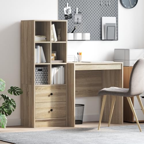 Pangshiyuan Schreibtisch mit Stauraum aus Holzwerkstoff, Sonoma Eiche Oberfläche, Kratzfest, Kompakte Größe, Viel Stauraum, Für Home Office, 100x50x75 cm Pangshiyuan Schreibtisch mit Stauraum aus Holzwerkstoff, Sonoma Eiche Oberfläche, Kratzfest, Kompakte Größe, Viel Stauraum, Für Home Office, 100x50x75 cm von Pangshiyuan