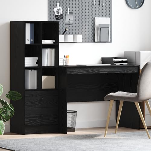 Pangshiyuan Schreibtisch mit Stauraum aus MDF, schwarzes Eichenfinish, 2 Schubladen, kompakt, ideal für Home Office, 80x50x75 cm Pangshiyuan Schreibtisch mit Stauraum aus MDF, schwarzes Eichenfinish, 2 Schubladen, kompakt, ideal für Home Office, 80x50x75 cm von Pangshiyuan