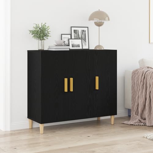 Pangshiyuan Schwarzes Eichen-Sideboard mit 3 Türen, Stauraum für Esszimmer, modernes Design, 90x34x80 cm, Holzwerkstoff von Pangshiyuan
