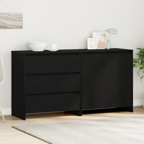 Pangshiyuan Set von 2 Buffets Schwarz Eiche mit 3 Schubladen, Robuste Bauweise, Modernes Design, Funktionaler Stauraum, Esszimmer, 140x41x75 cm Pangshiyuan Set von 2 Buffets Schwarz Eiche mit 3 Schubladen, Robuste Bauweise, Modernes Design, Funktionaler Stauraum, Esszimmer, 140x41x75 cm von Pangshiyuan