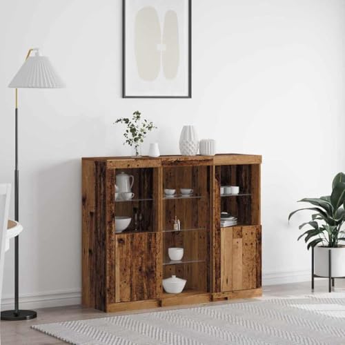 Pangshiyuan Sideboard Altholz mit LED-Beleuchtung, Holzwerkstoff, Rustikales Design, Stauraum für Wohnzimmer oder Esszimmer, 123W x 37D x 100H cm Pangshiyuan Sideboard Altholz mit LED-Beleuchtung, Holzwerkstoff, Rustikales Design, Stauraum für Wohnzimmer oder Esszimmer, 123W x 37D x 100H cm von Pangshiyuan