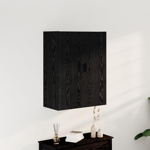 Pangshiyuan Sideboard aus MDF, 2 Türen, modernes Design, Stauraum für Esszimmer, schwarzes Eichen-Finish, 69.5x34x90 cm von Pangshiyuan